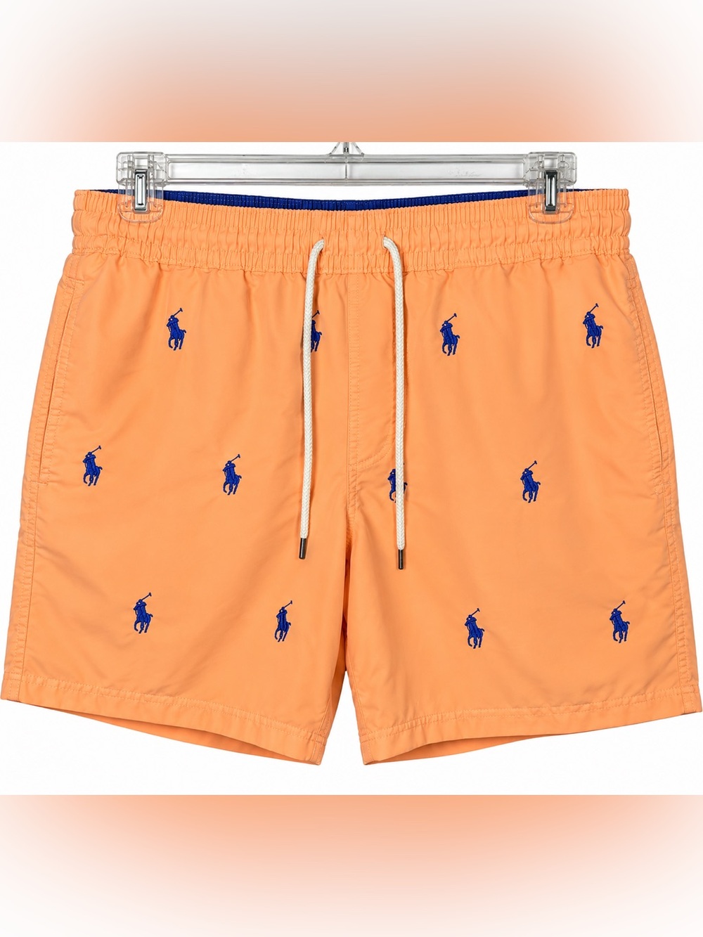 Polo Ralph Lauren Men’s Swim Trunks Small Orange Allover Pony Logo 6” Inseam